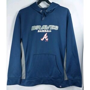 Majestic Atlanta Braves Hoodie Mens XL Blue Sweatshirt MLB Lightweight Baseball